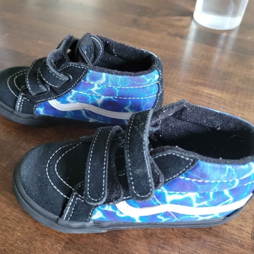 Vans Kids Black and Blue Lightning Sneakers